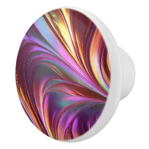 Levendige Abstracte Draaikolk Paars Goud Moderne K Keramische Knop