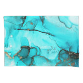 Levendige Abstracte Egeïsche Turquoise Gold Kussensloop (Voorkant)