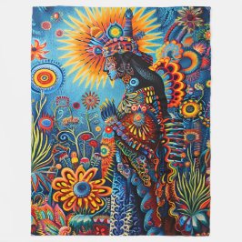 Levendige Abstracte etnische Huichol Tribal Patter Fleece Deken