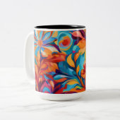 Levendige Abstracte Floral Mok (Voorkant links)