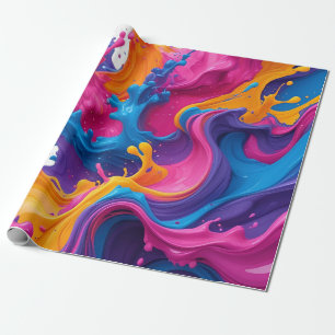 Levendige Abstracte Fluid Art – Kleur Splash Desig Cadeaupapier