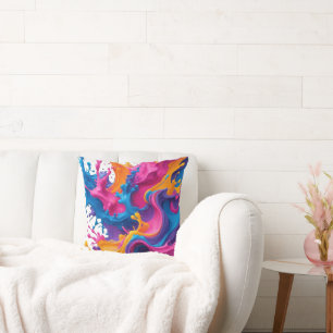 Levendige Abstracte Fluid Art – Kleur Splash Desig Kussen