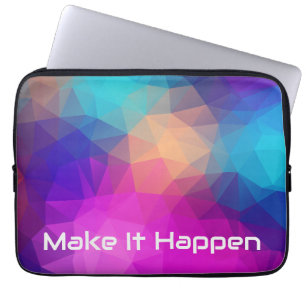 Levendige Abstracte Geometrische Aangepaste Citaat Laptop Sleeve