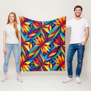 Levendige Abstracte Geometrische Tropische Meerkle Fleece Deken