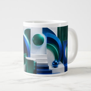 Levendige Abstracte Geometrische Vormen Blauw En T Extra Grote Beker