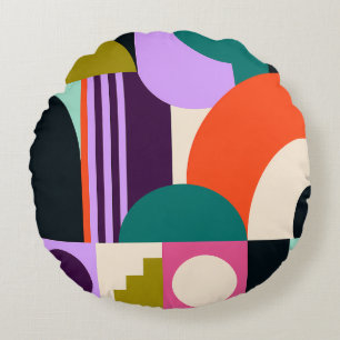 Levendige Abstracte Geometrische Vormen Moderne Kl Rond Kussen