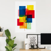 Levendige Abstracte geometrische Waterverf Poster (Thuiskantoor)