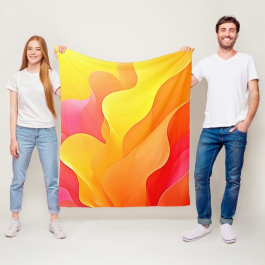 Levendige Abstracte Golf van Warmte Design Fleece Deken (In situ)