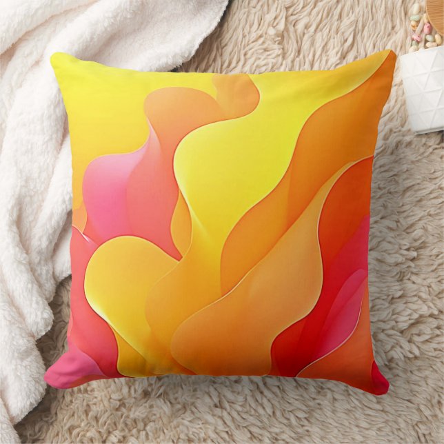 Levendige Abstracte Golf van Warmte Design Kussen (Deken)