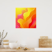 Levendige Abstracte Golf van Warmte Design Poster (Keuken)