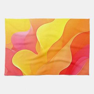 Levendige Abstracte Golf van Warmte Design Theedoek