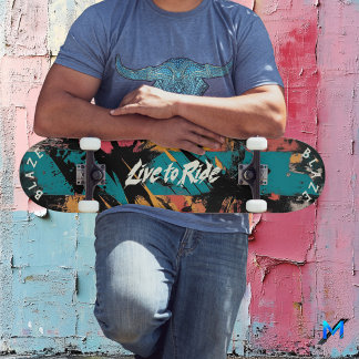 Levendige Abstracte graffiti - Live to Ride Motto Skateboard