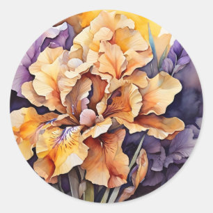 Levendige Abstracte Iris Floral Ronde Sticker