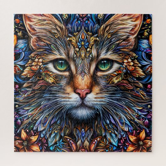 Levendige Abstracte kattenillustratie Legpuzzel (Verticaal)