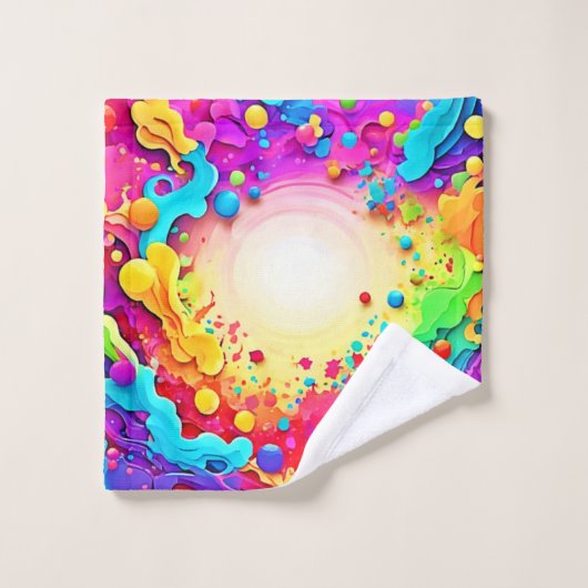 Levendige Abstracte kleurenexplosiekunst Bad Handdoek (Wasdoekje)