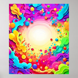 Levendige Abstracte kleurenexplosiekunst Poster