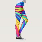 Levendige Abstracte kleurengolfkunst Leggings (Rechts)