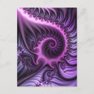 Levendige Abstracte Koele Roze Paarse Fractale Kun Briefkaart