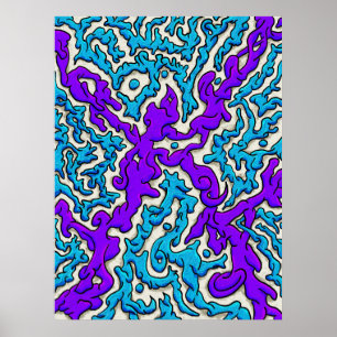 Levendige Abstracte Kruispunten in Blauw en Paars Poster