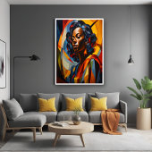 Levendige Abstracte kubistische portretkunst Poster