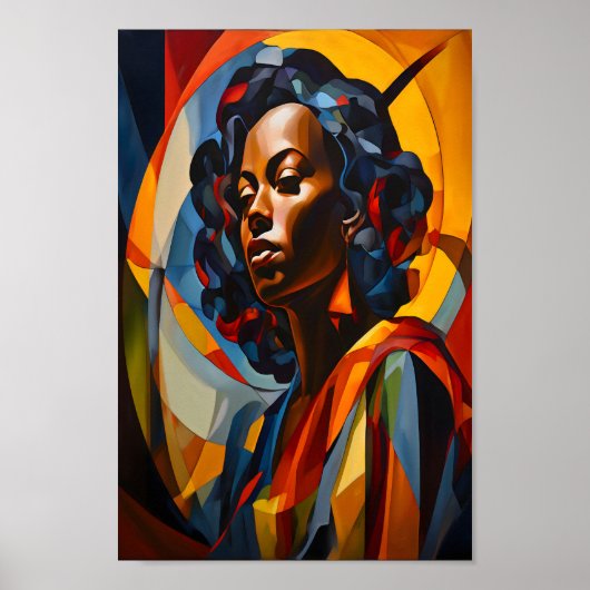 Levendige Abstracte kubistische portretkunst Poster (Voorkant)