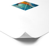 Levendige Abstracte kunst met blauwe en Blauwgroen Poster (Hoek)