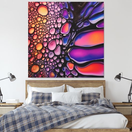 Levendige Abstracte Liquid Art Fusion Canvas Afdruk (Insitu (Slaapkamer))