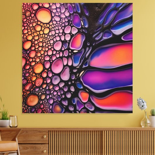 Levendige Abstracte Liquid Art Fusion Canvas Afdruk (Insitu (Woonkamer))