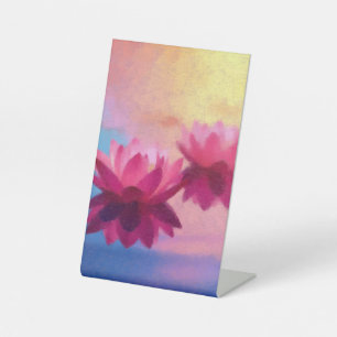 Levendige Abstracte lotusbloemen Reclamebord Met Voetstuk