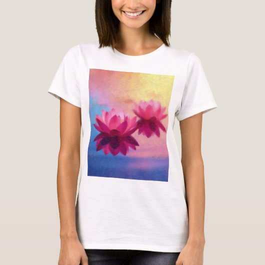 Levendige Abstracte lotusbloemen T-shirt (Voorkant)