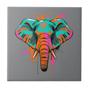 Levendige Abstracte olifant met vet Blauwgroen Tegeltje