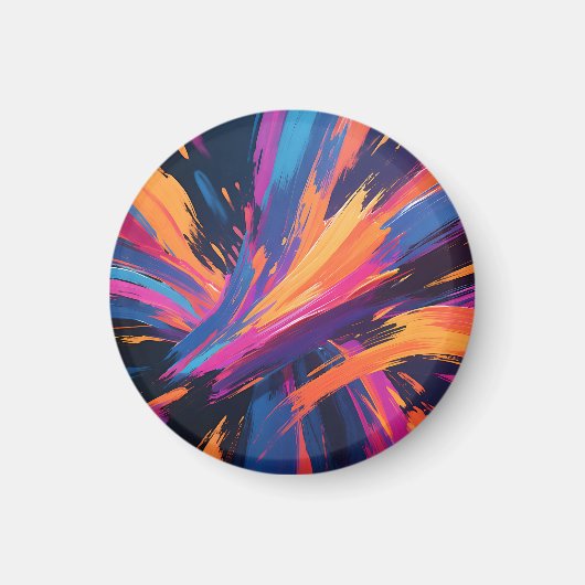Levendige Abstracte Penseelstreken Kleurexplosie Magneet (Voorkant)