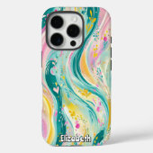 Levendige Abstracte ping en Blauwgroen wervelingen Case-Mate iPhone Case (Achterkant)
