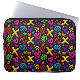 Levendige Abstracte Pop Art Naadloos Patroon Laptop Sleeve