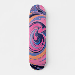 Levendige Abstracte Roze, Blauwe & Oranje Verf Wer Skateboard