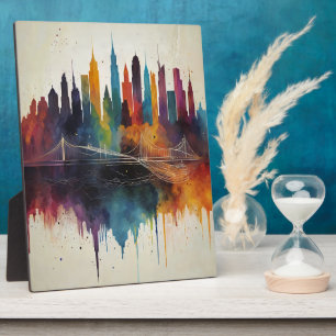 Levendige Abstracte Skyline Cityscape Art Fotoplaat