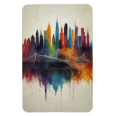 Levendige Abstracte Skyline Cityscape Art Magneet (Verticaal)