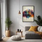 Levendige Abstracte Skyline Cityscape Art Perfect Poster