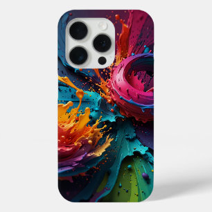 Levendige Abstracte Splash Art - Kleurrijke Paint iPhone 15 Pro Case