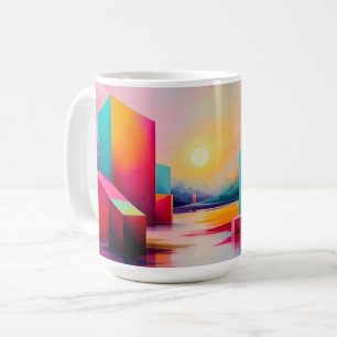 Levendige Abstracte Stadsgezicht Kunst Koffiemok