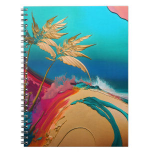 Levendige Abstracte Tropische Strand Scène Notitieboek