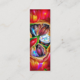 Levendige Abstracte Tulip Reflections Bladwijzer Mini Visitekaartje