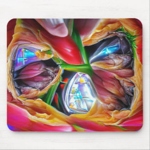 Levendige Abstracte Tulpenreflecties Muismat