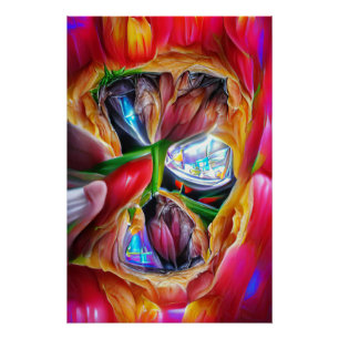 Levendige Abstracte Tulpenreflecties Perfect Poster