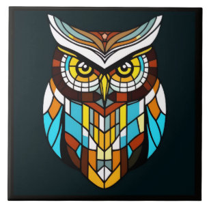 Levendige abstracte uil tegeltje