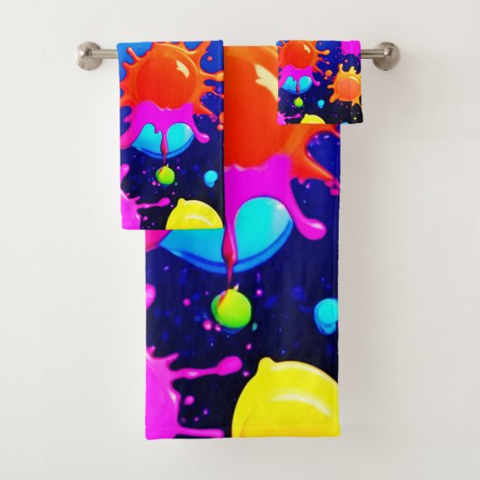 Levendige Abstracte verfexplosie Bad Handdoek (Insitu)