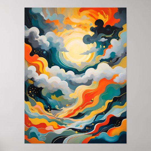 Levendige Abstracte Vette Zon - Stralende Horizons Poster (Voorkant)