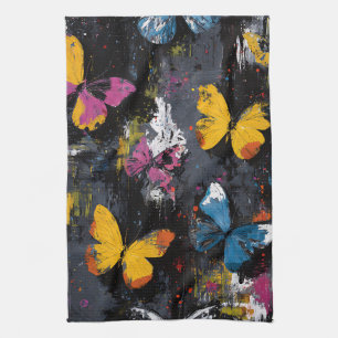 Levendige Abstracte Vlinder Vlucht (8) Theedoek