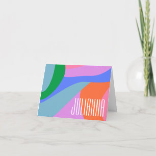 Levendige Abstracte vormen Whimsical Personalized Notitiekaartje