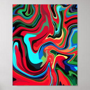 Levendige Abstracte wervelingen met rood, groen en Poster